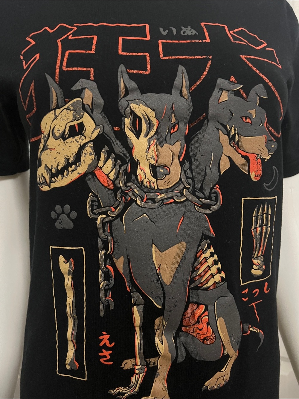 Wicked Clothes 'Cerberus Anatomy' Black Graphic Cerberus Short Sleeve Tee Uni Sm